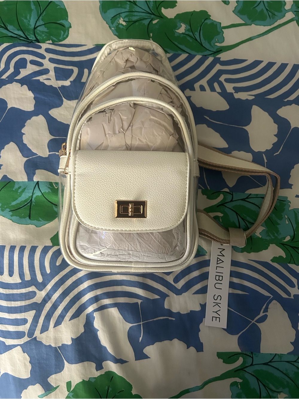 Sugu ( Malibu Skye) Emma Clear Crossbody Sling Bag White/Cream
